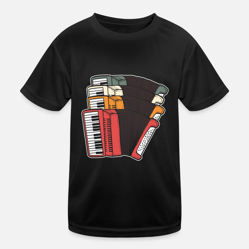 Akkordeon - Kinder Funktions-T-Shirt - Schwarz