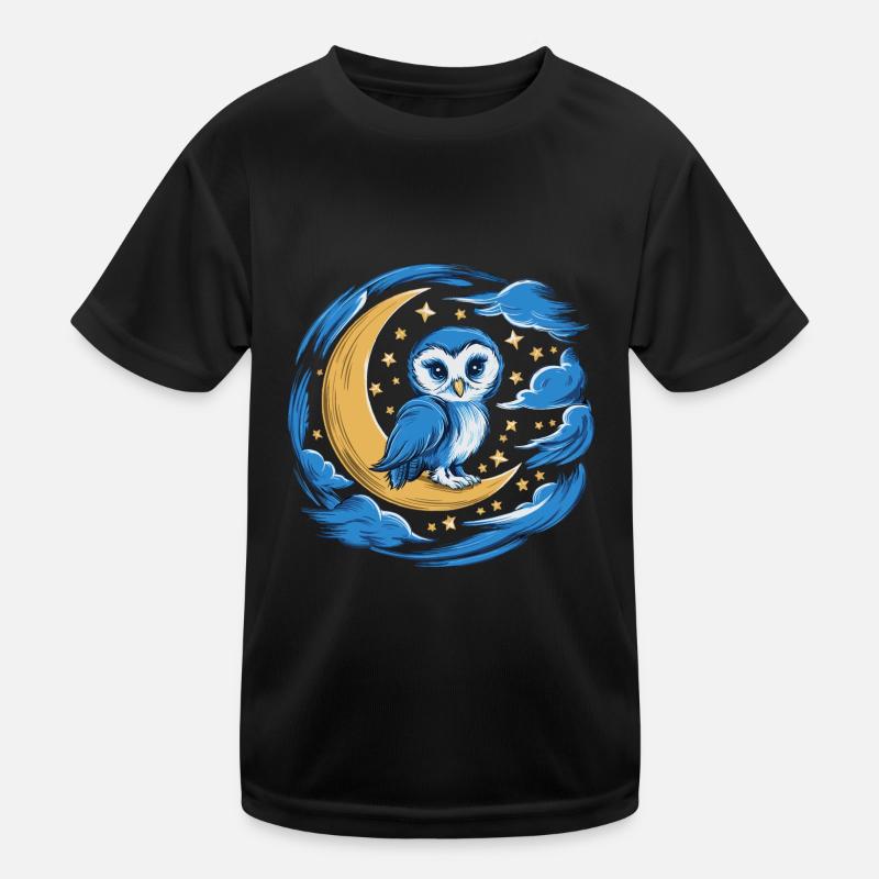 Eule Mond Sterne Nachthimmel Kinder Funktions-T-Shirt