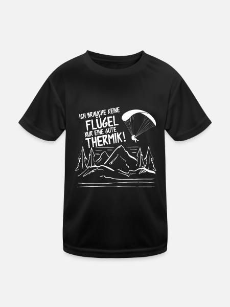 Ich Brauche Keine Flügel Nur Eine Gute Thermik - Kinder Funktions-T-Shirt - Schwarz - Vorne