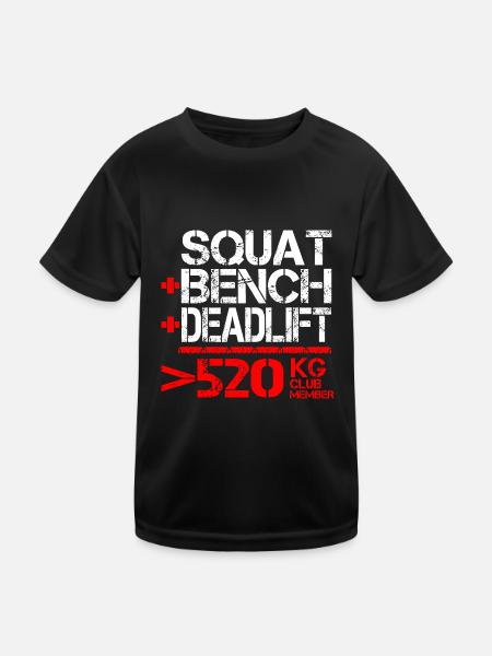 Powerlifting 520 kg Club Member - Kids Functional T-Shirt - black - Front
