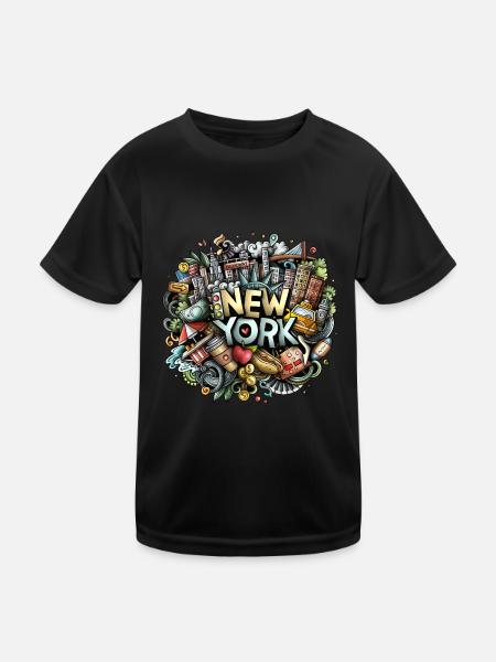 New York City Graffiti NYC Manhattan - T-shirt sport Enfant - noir - Devant