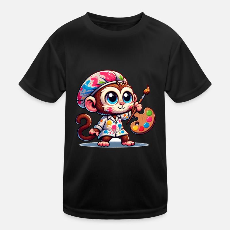 Cute Monkey Artist Kids Functional T-Shirt