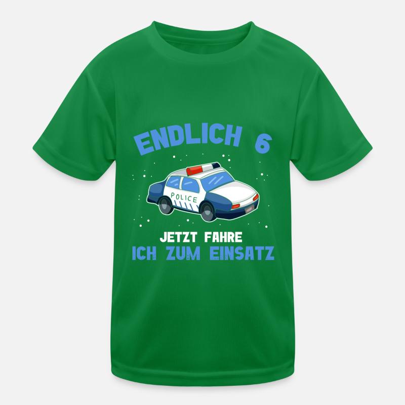 6 Geburtstag Polizei 6 Jahre Alt Kinder Funktions-T-Shirt