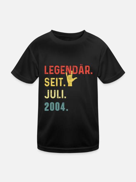 20th Birthday Man Woman Legendary Since July 2004 - Kinder Funktions-T-Shirt - Schwarz - Vorne