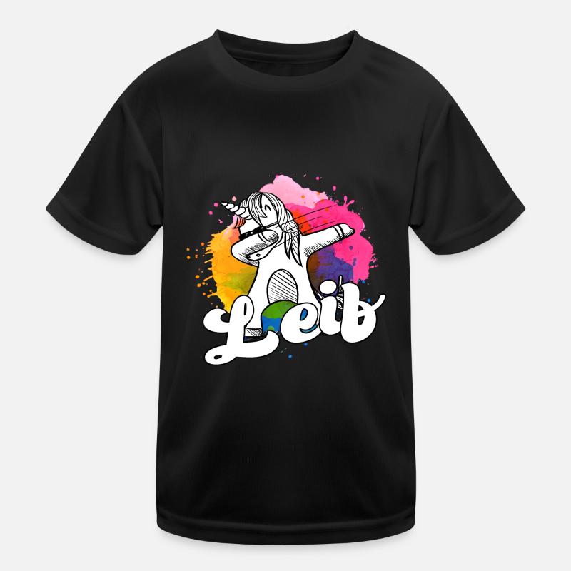LEIF - Schöner Jungen Name mit Coolem Einhorn Kinder Funktions-T-Shirt