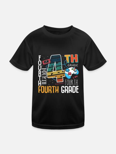 4. Klasse Gaming Schulkind - Kinder Funktions-T-Shirt - Schwarz - Vorne