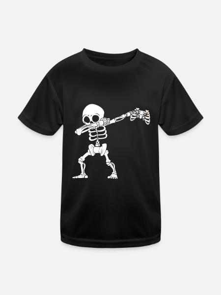 Halloween Dabbing Skeleton Gamer - Kinder Funktions-T-Shirt - Schwarz - Vorne