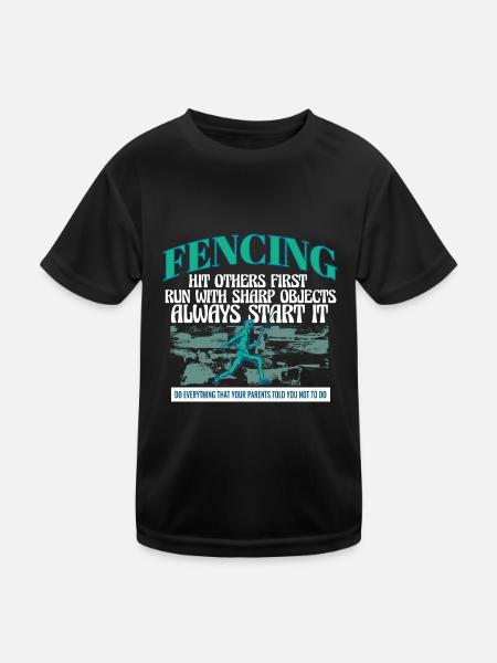 Funny Fencing Athlete Coach Combat Sports Sword - Kinder Funktions-T-Shirt - Schwarz - Vorne