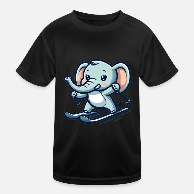 Cute Skier Elephant Kinder Funktions-T-Shirt