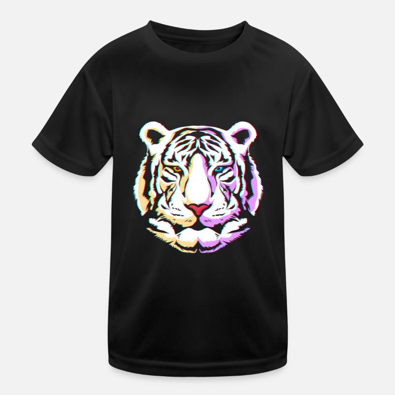 Weißer Tiger - Kinder Funktions-T-Shirt - Schwarz