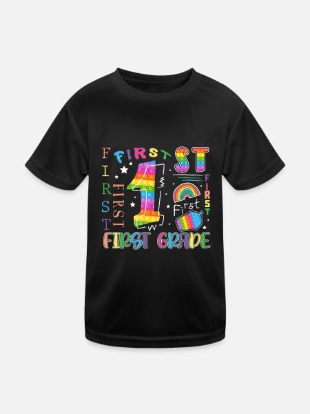 1st Grade Pop It Schoolchild - Kids Functional T-Shirt - black - Front