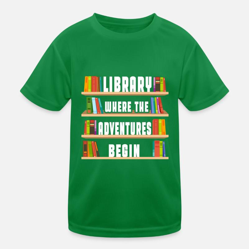 Bibliothek Wo Die Abenteuer Beginnen - Farbiges Kinder Funktions-T-Shirt
