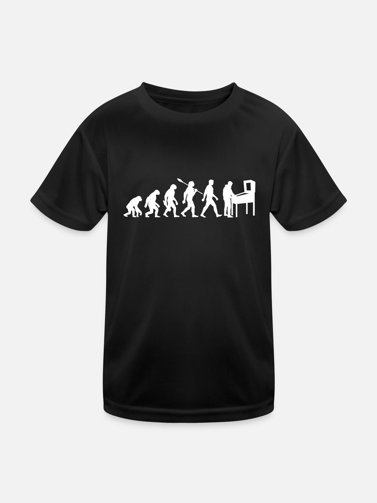 Evolution - Pinball - Flipper - Automat - Kinder Funktions-T-Shirt - Schwarz - Vorne