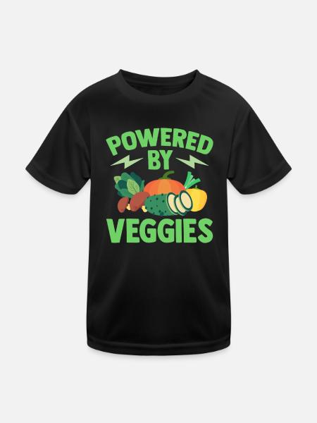 Vegetarian Powered By Veggies Vegan - Kids Functional T-Shirt - black - Front