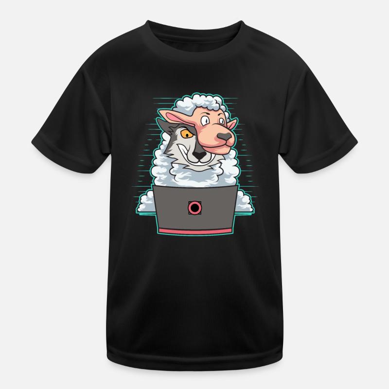 Hacker Wolf im Schafspelz Cybersicherheit Kinder Funktions-T-Shirt