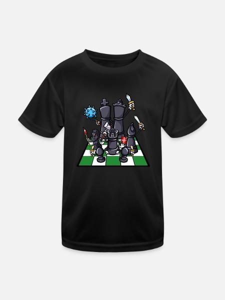 Schachbrett Schach Figuren Kämpfer Schach - Kinder Funktions-T-Shirt - Schwarz - Vorne