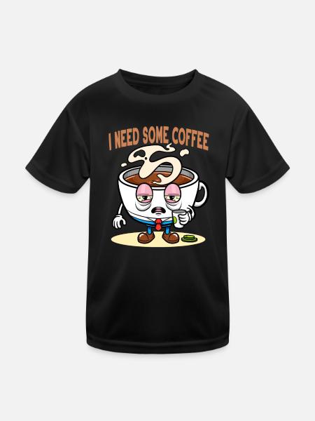 Tasse de café pour amateurs de café J’ai besoin de café - T-shirt sport Enfant - noir - Devant