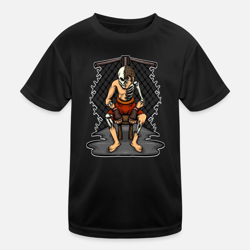 Kampfkunst Kämpfer Sitzender Kämpfer Halbskelett Kinder Funktions-T-Shirt