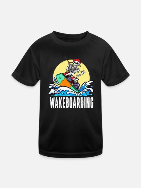 Wakeboarder Skeleton sur le wakeboard - T-shirt sport Enfant - noir - Devant