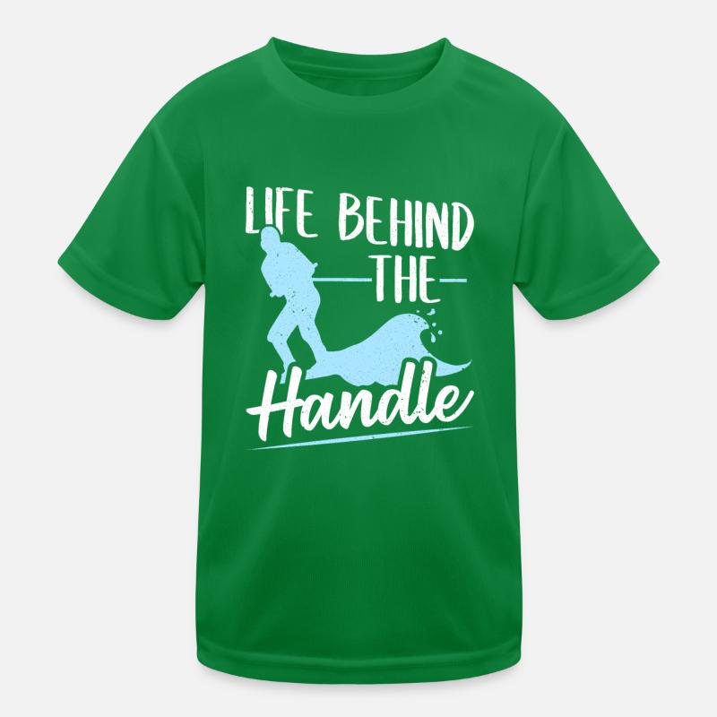 Leben hinter dem Griff Wakeboard Wakeboarding Kinder Funktions-T-Shirt