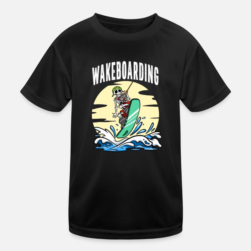 Wakeboarding Skeleton Wakeboarder Wakeboard Kids Functional T-Shirt