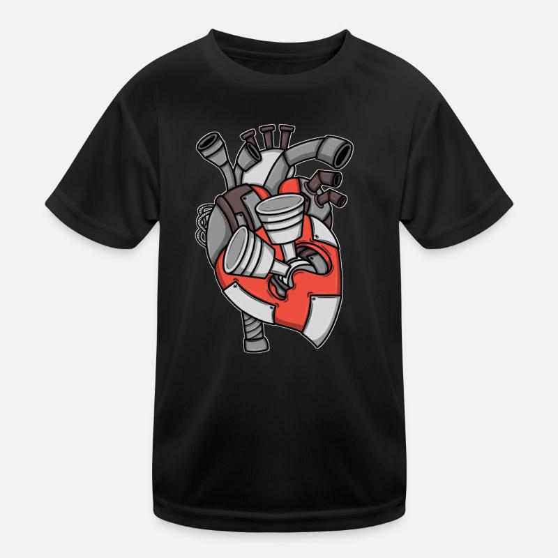 Engine Heart Pistons Car Mechanic Kids Functional T-Shirt