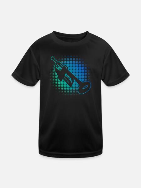 Trompette Jouant Trompettes Joueurs Hommes - T-shirt sport Enfant - noir - Devant