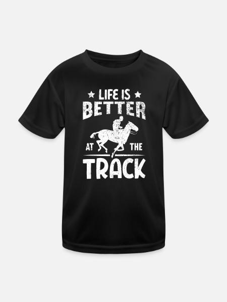 La vie est meilleure à la course de chevaux de piste - T-shirt sport Enfant - noir - Devant