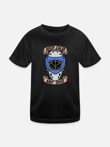 Joueur de hockey garder son calme et sauver un gardien de but de hockey sur glace - T-shirt sport Enfant - noir - Devant
