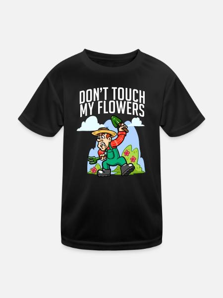Garten Berühren Sie meine Blumen nicht Gartengärtner - Kinder Funktions-T-Shirt - Schwarz - Vorne