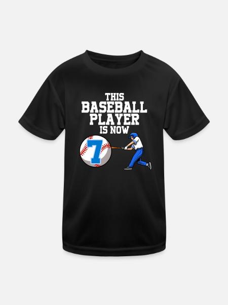 Baseball Player This Baller Is 7 Birthday Baseball - Kids Functional T-Shirt - black - Front