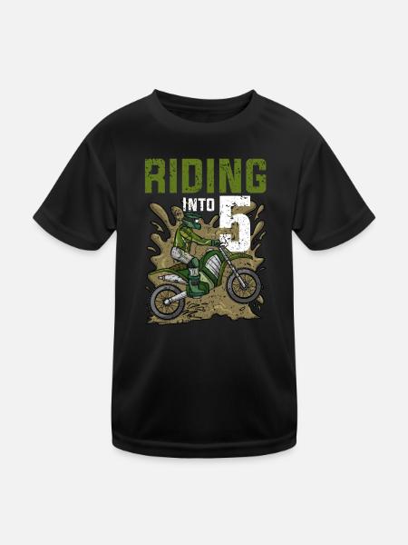 Fahren in 5 Dirt Bike Motocross Geburtstag - Kinder Funktions-T-Shirt - Schwarz - Vorne