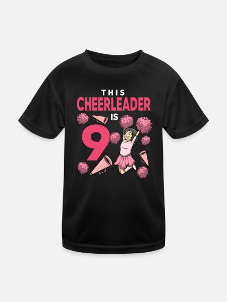 Cette pom-pom girl a 9 ans anniversaire de cheerleading - T-shirt sport Enfant - noir - Devant