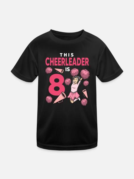 Cette pom-pom girl a 8 ans d’anniversaire de cheerleading - T-shirt sport Enfant - noir - Devant