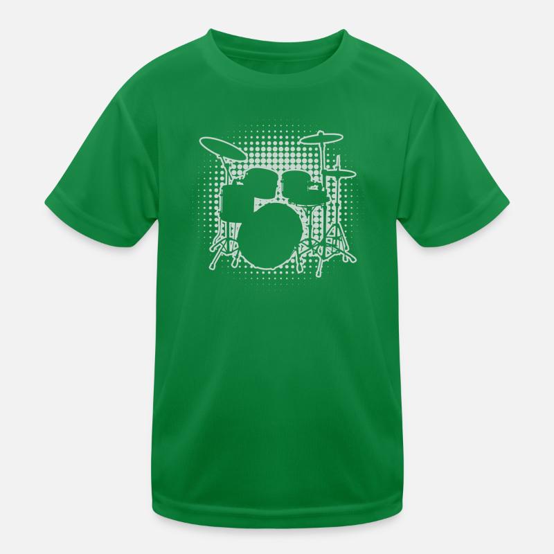 Damen Drum Kit Schlagzeuger Schlagzeugspielen Kinder Funktions-T-Shirt
