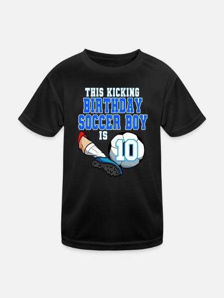 Dieser Fußballjunge ist Fußball zum 10. Geburtstag - Kinder Funktions-T-Shirt - Schwarz - Vorne