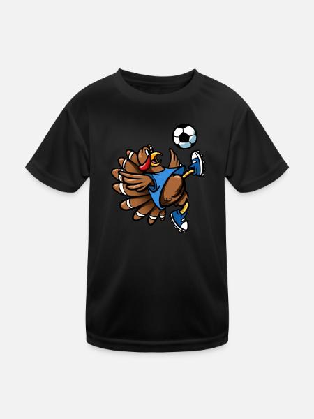 Thanksgiving Fußball Türkei Fahrrad Kick Männer Jungen - Kinder Funktions-T-Shirt - Schwarz - Vorne