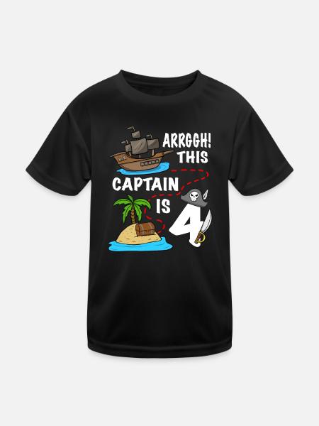 Arrggh! Ce capitaine est 4 Pirate anniversaire - T-shirt sport Enfant - noir - Devant