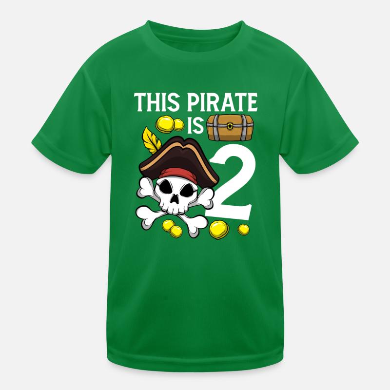 Skeleton This Pirate Is 2nd Pirate Birthday Kids Functional T-Shirt