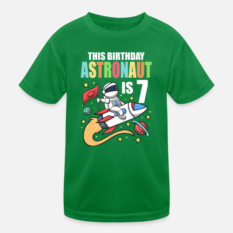 Space Birthday 7 Astronaut Planets Rocket Ship Kids Functional T-Shirt