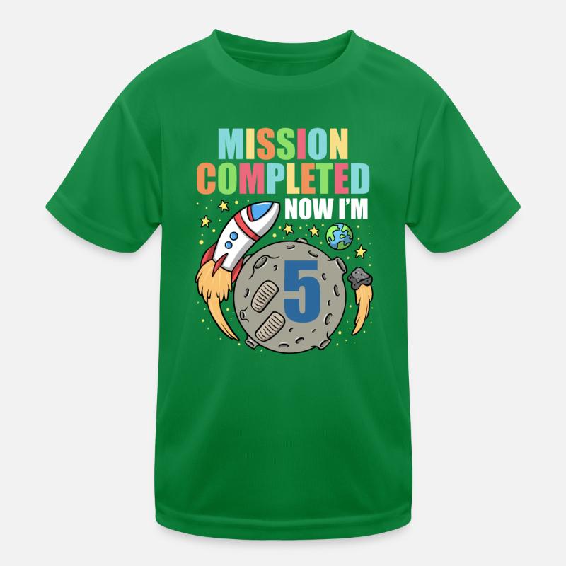 Space Birthday 5 Astronaut Planets Rocket Ship Kids Functional T-Shirt