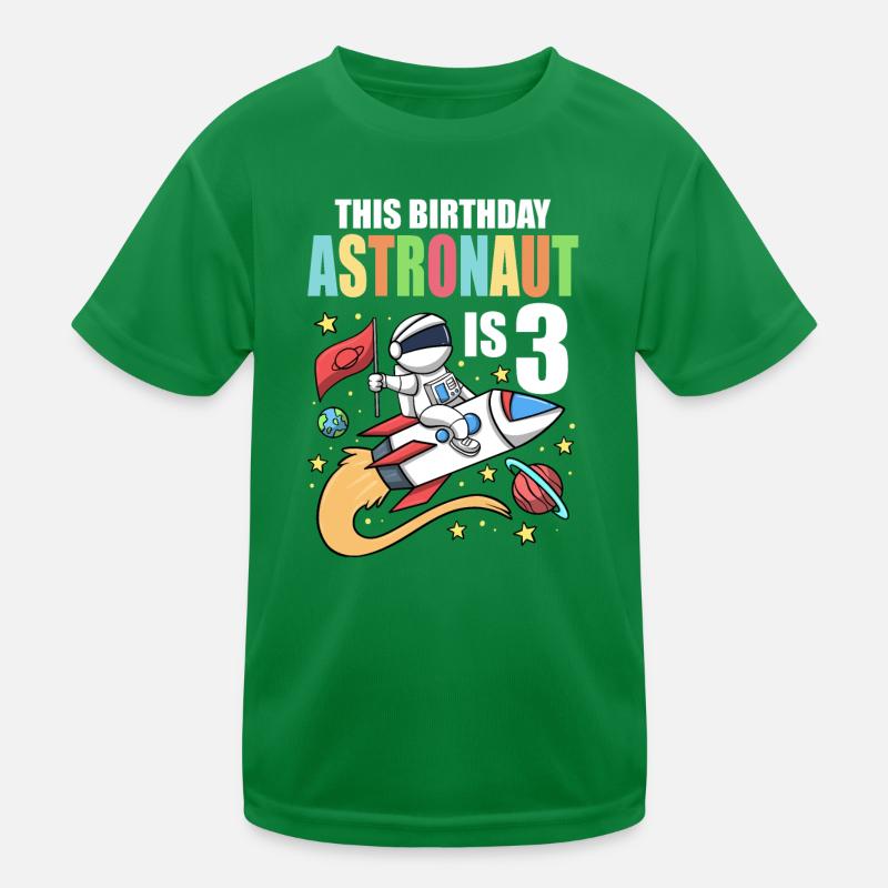 Space Birthday 3 Astronaut Planets Rocket Ship Kids Functional T-Shirt