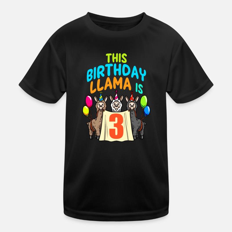 Lama Mädchen 3. Geburtstag Party Alpaka Kinder Funktions-T-Shirt