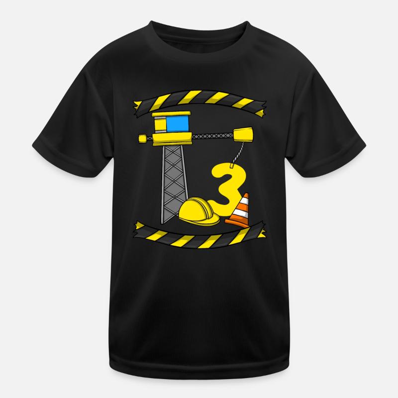 Construction Birthday Crane Worker 3rd Birthday Kids Functional T-Shirt