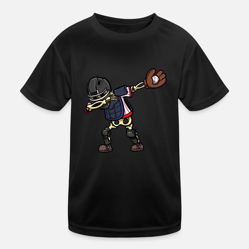 Dabbing Skeleton Catcher Joueur de baseball T-shirt sport Enfant