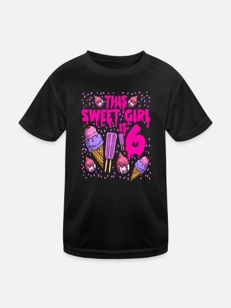 Eiscreme Geburtstag 6. Geburtstag Eisparty - Kinder Funktions-T-Shirt - Schwarz