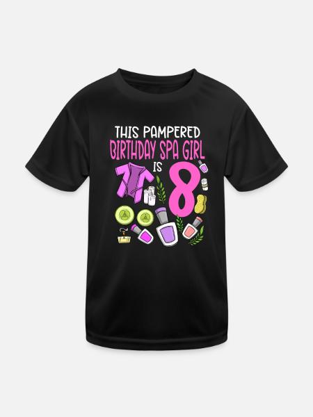 Spa Birthday For Girls 8th Spa Birthday Party - Kids Functional T-Shirt - black - Front