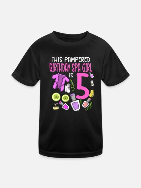 Spa Birthday For Girls 5th Spa Birthday Party - Kids Functional T-Shirt - black - Front