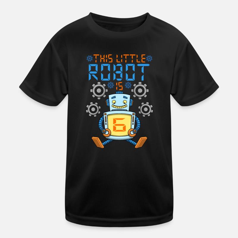 Roboter Geburtstag Outfit Junge 6. Roboter Geburtstagsfeier - Kinder Funktions-T-Shirt - Schwarz
