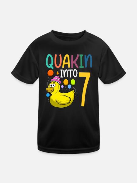 Duck Birthday Party Kids 7th Birthday Duck - Kids Functional T-Shirt - black - Front